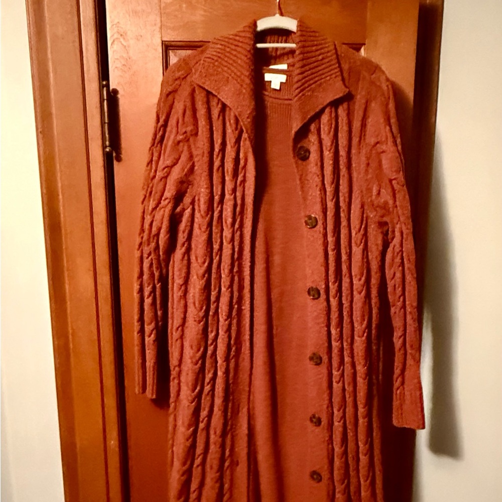 J. Jill Rust Long Sleeve Dress and Cardigan Set - Picture 8 of 8